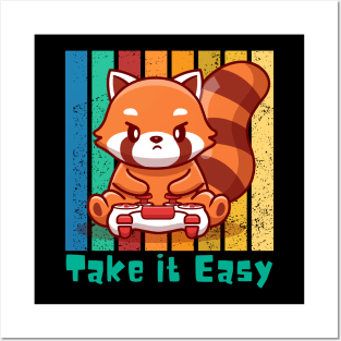 Red Panda Bear Gaming Vintage Posters and Art